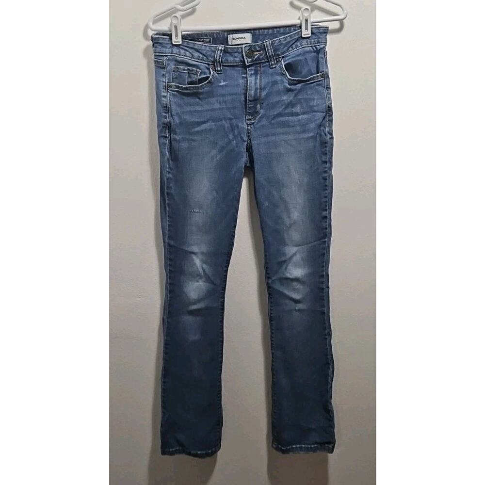 Sonoma Women's Jeans Size 8 Blue Bootcut Medium Wash Cotton Blend Stretch Denim